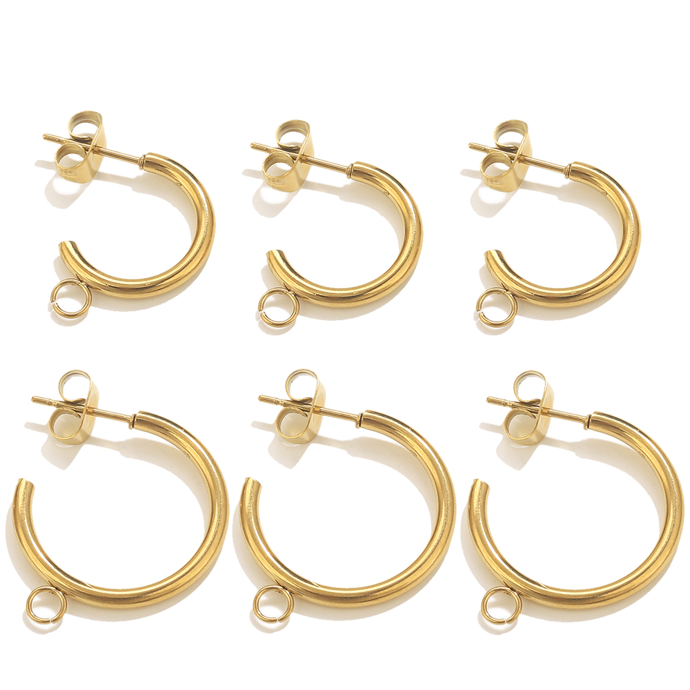 Jewelry Making Materials Wholesale - 6 stuks roestvrij staal C-vorm oorbel