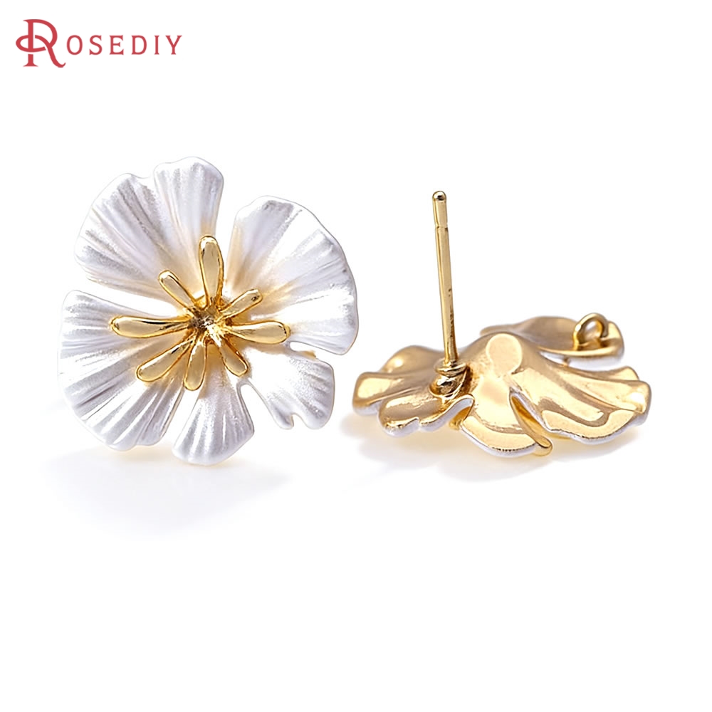 Jewelry Making Earrings - 18K goudkleurige messing bloem oorknopjes oorbellen