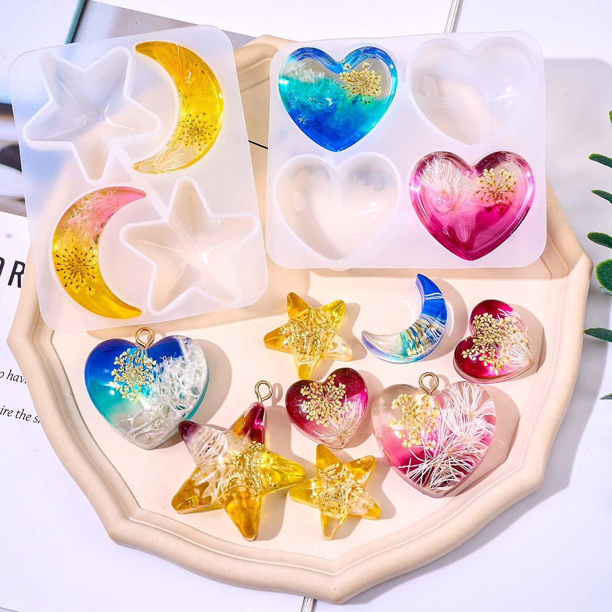 Jewelry Making Mold - Hart Ster Maan Hanger Siliconen Mal