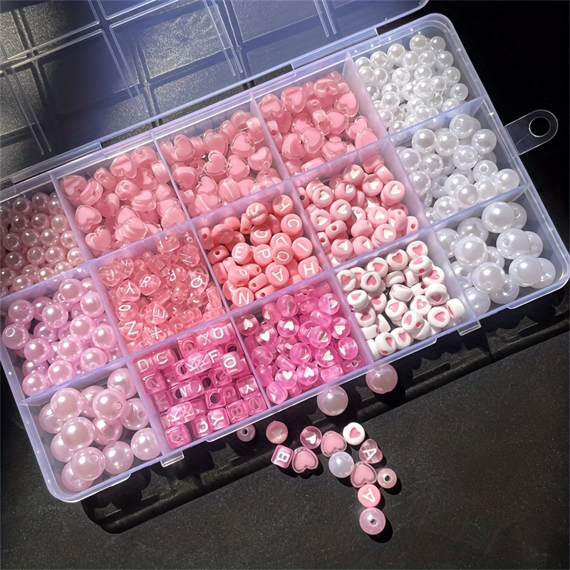 Jewelry Making Kit - 10-delige roze alfabetdoos, acryl kralen, handgemaakte