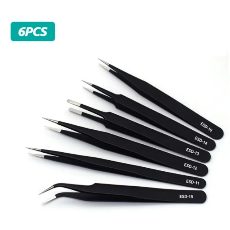 Jewelry Making Tool Kit - Roestvrij staal gebogen rechte zwarte pincet
